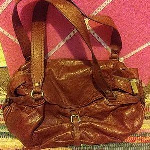 Kooba Distressed Brown Leather Satchel Shoulder